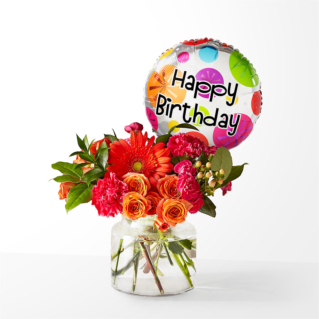 Fiesta Bouquet with Birthday Balloon – Gifted Delights, Bullhead City AZ