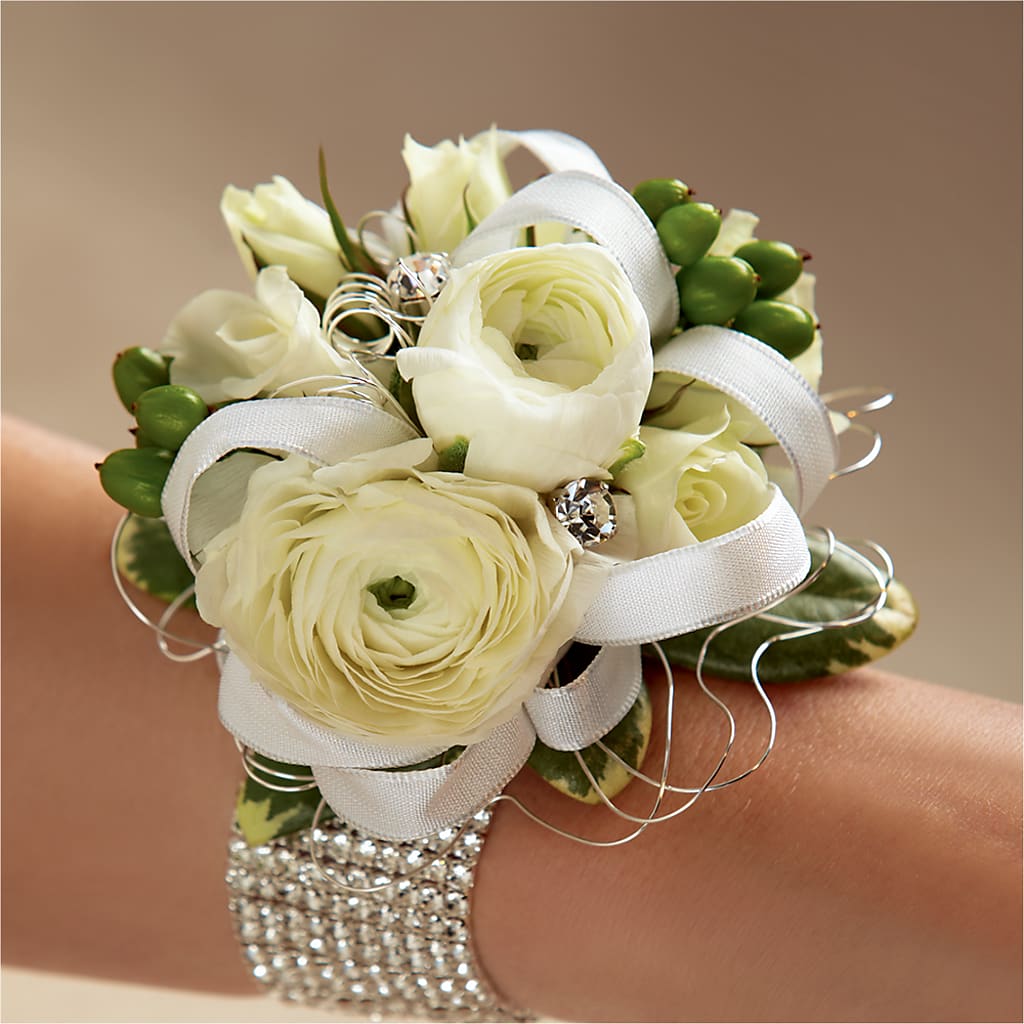 White Wedding Corsage – Gifted Delights, Bullhead City AZ