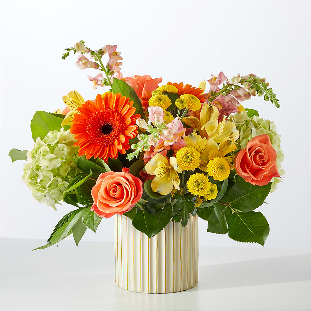 Autumn Sunshine Bouquet with Ivory Vase –  Gifted Delights, Bullhead City AZ